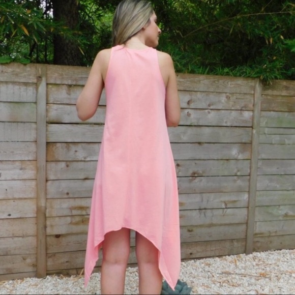 NWOT Zenana Outfitters Pink Handkerchief Dress Size Medium - Picture 5 of 8